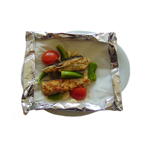 98) Foil Baked Turbot With Vegetables 